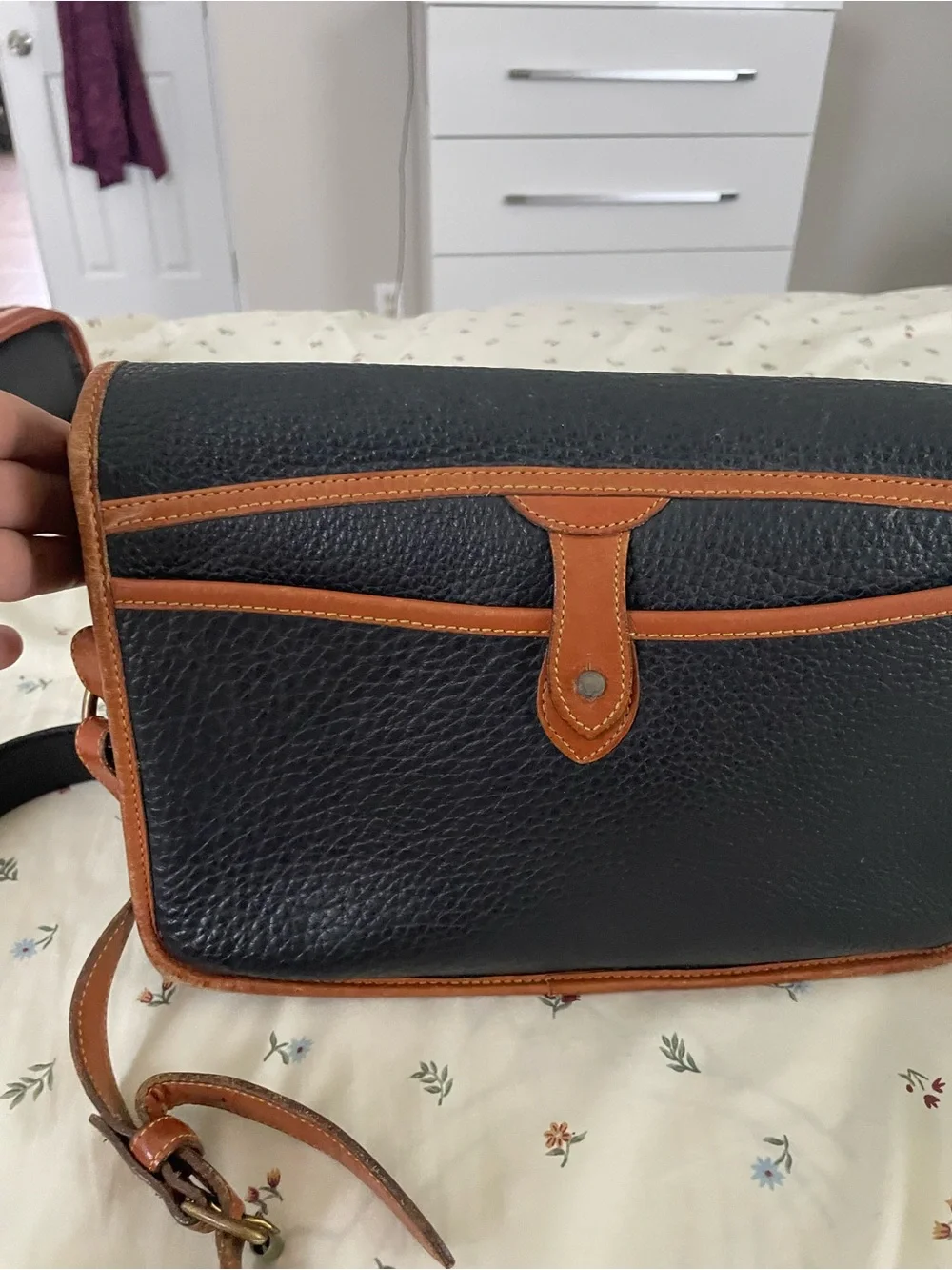 Dooney & Bourke Black with Brown Leather Trim Messenger Bag